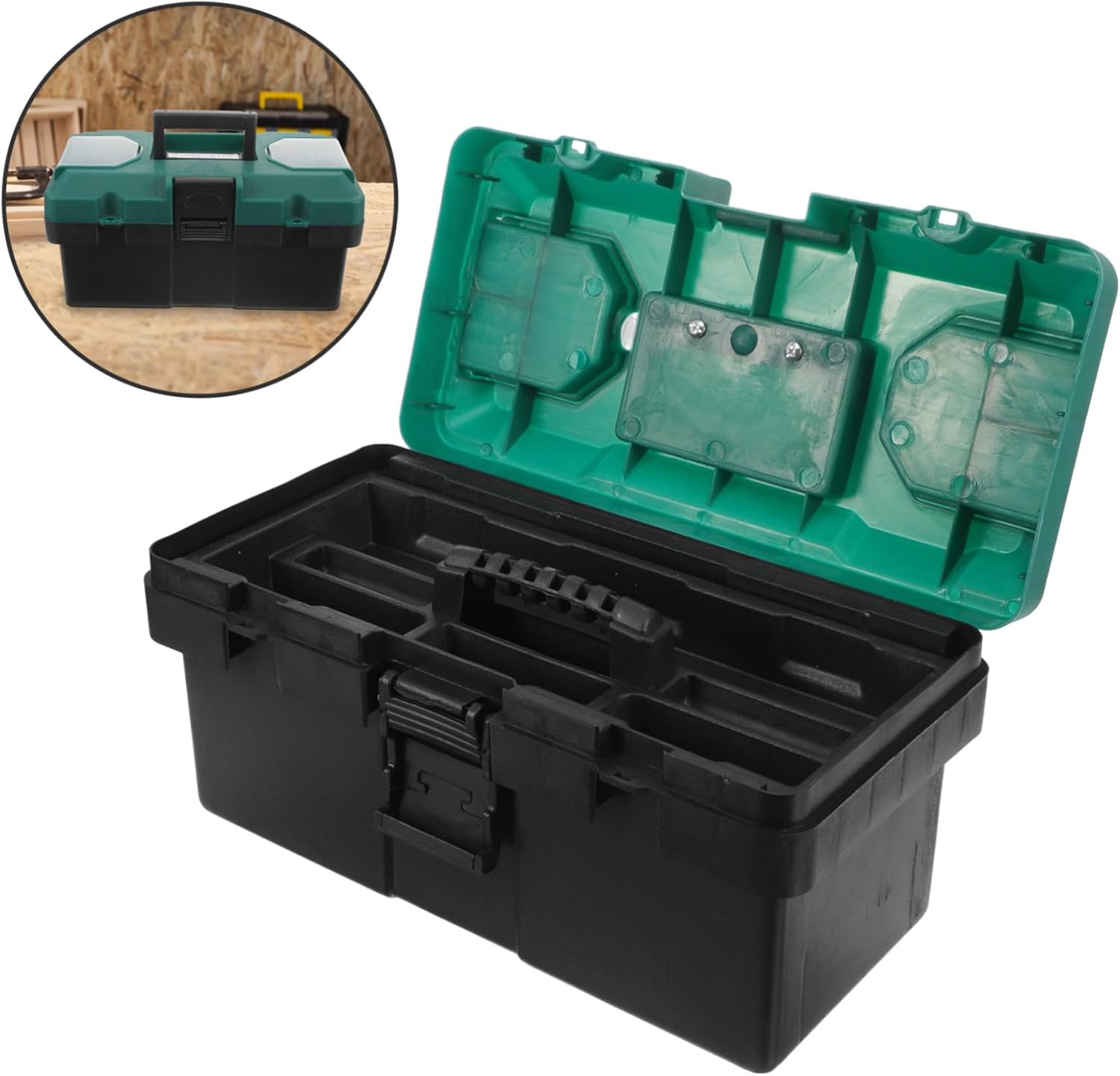 Gatuida Portable Plastic Tool Storage Box with Multi-functional Compartments Lightweight Organizer for Mechanics and Household Use