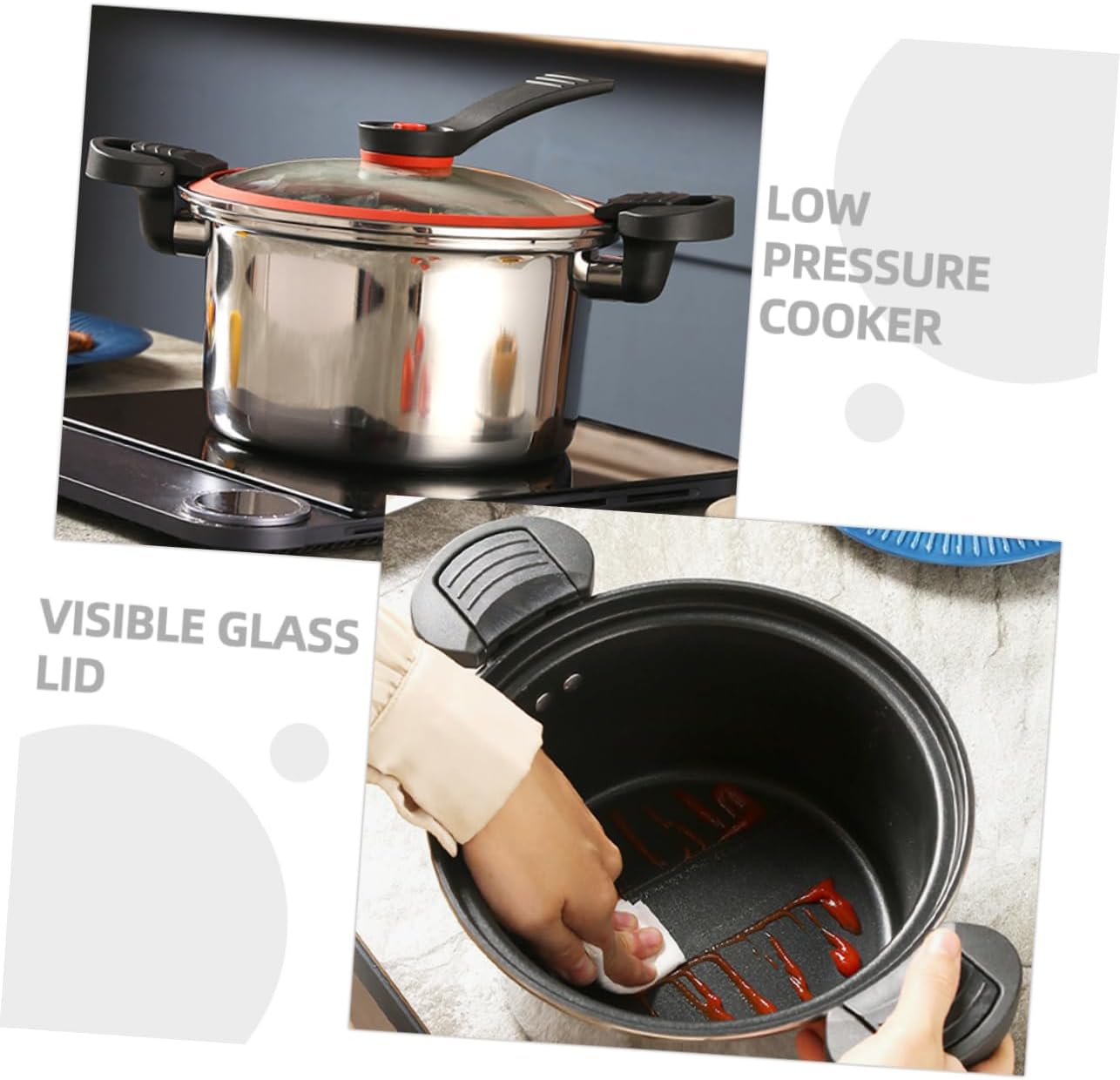 KICHOUSE Micro-pressure Stew Pot Woman Pressure Cooker Nonstick Portable Kitchenware Steamer Pot Stockpot