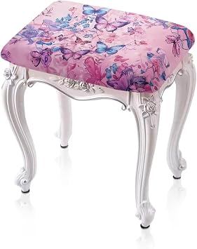Butterfly Floral Stool Covers Square 2 Pack Stretch Rectangle Bar Stool Covers Washable Vanity Stool Cover Counter Stool Covers Dustproof Stool Seat Cover