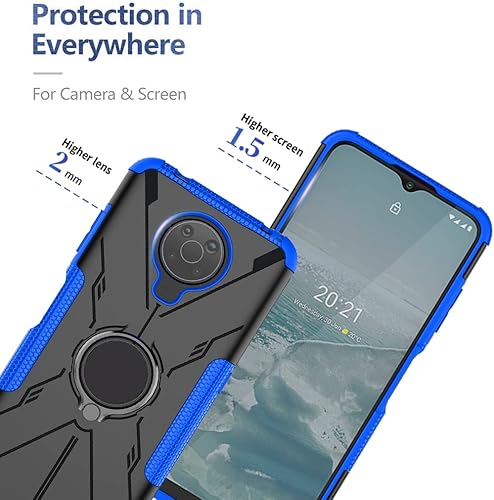 Miniatura 3 de Gufuwo Funda para Nokia G10 TA-1334, Nokia G20 TA-1336 con protector de pantalla de vidrio templado, soporte de anillo de metal con soporte de