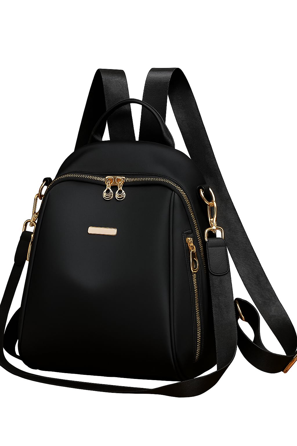 speginic Fashion Mini Backpack Purse for Women, Black Nylon with Gold Hardware, Convertible Shoulder Bag with Multiple Compartments-picture-47