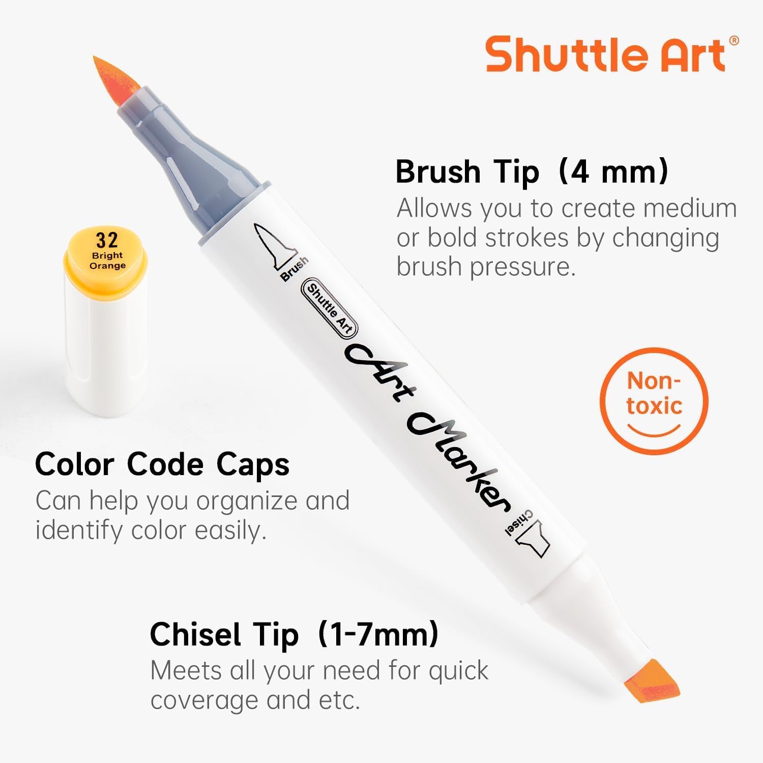 Shuttle Art Pastel Alcohol Markers Brush tip, Dual Tip Brush & Chisel Tip Art Marker Set, 50 Colors plus 1 Blender Marker Pens with Case Perfect for Illustration Students Adults Coloring Sketching - Image 3