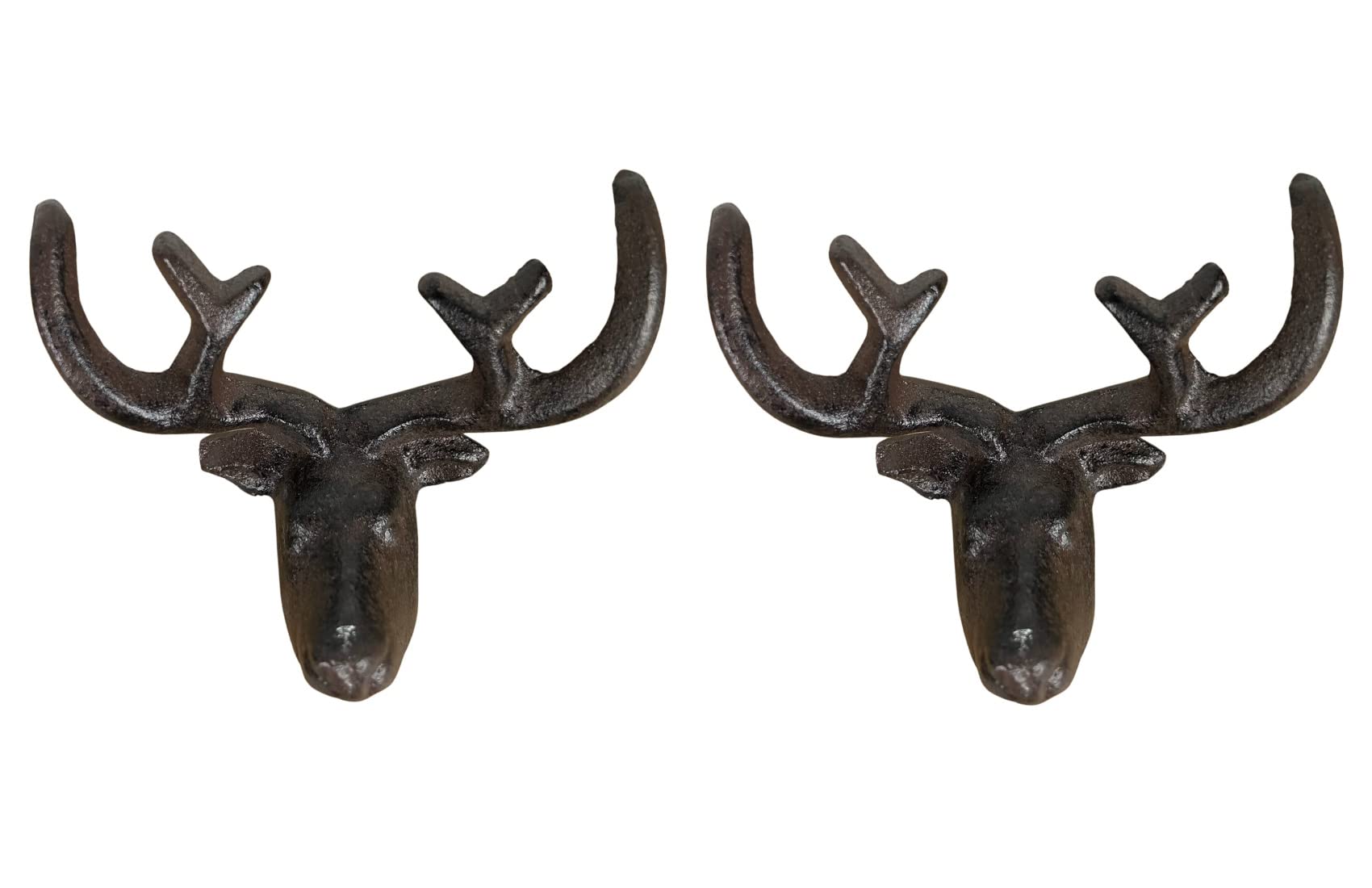 Classic Home Store Cast Iron Novelty Door or Drawer Handles & Optional Mounting Bolt (2 Stag Heads & Bolts)
