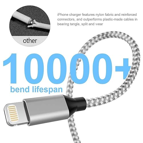 Miniatura 2 de Certificado Apple MFi Paquete de 6 3366610 pies Cable Lightning de cargador de iPhone compatible con iPhone 14ProMax14Pro1414Plus13Pro1312Pro1211 y