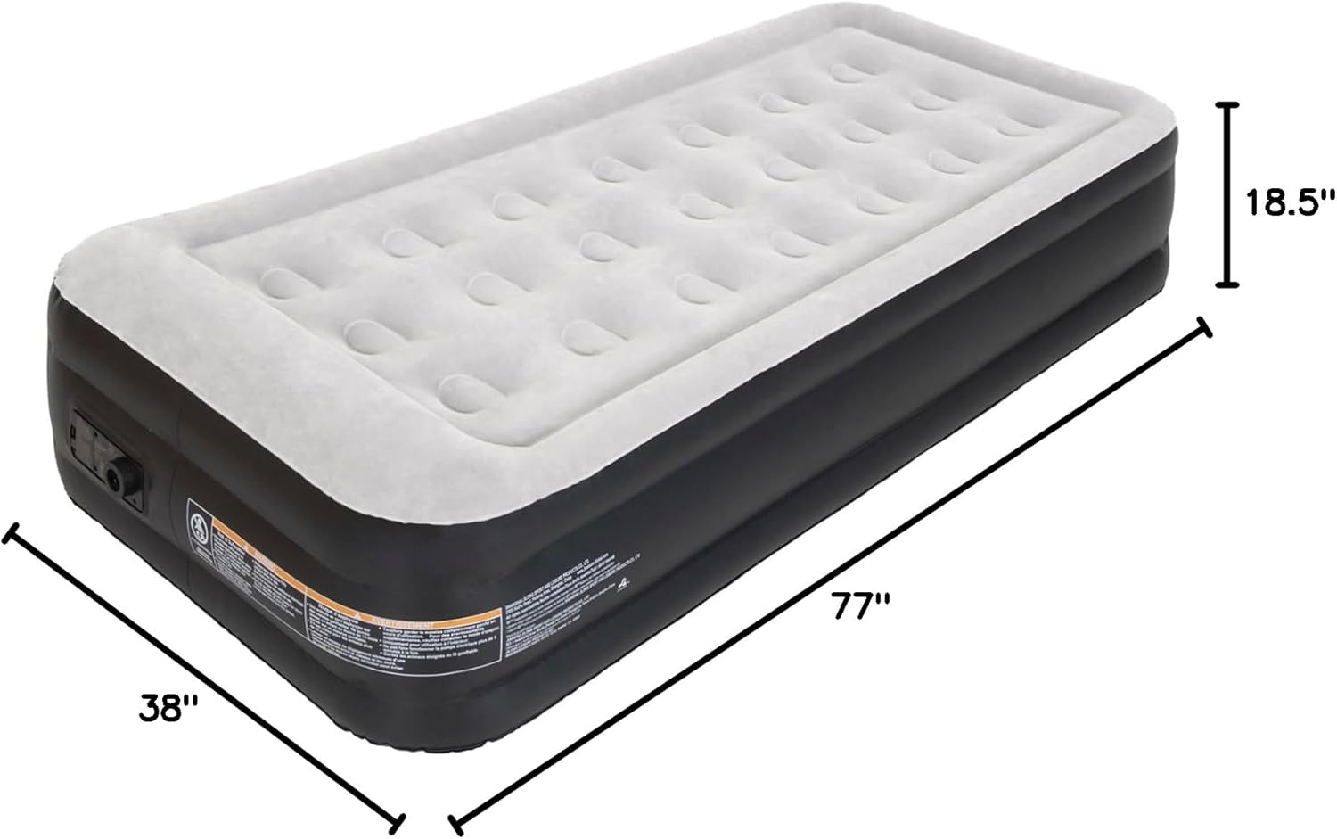 DIMAR GARDEN Twin Size Air Mattress with Built in Pump, 18.5” Inflatable Flocked AirBed for Home, Blow Up Mattress