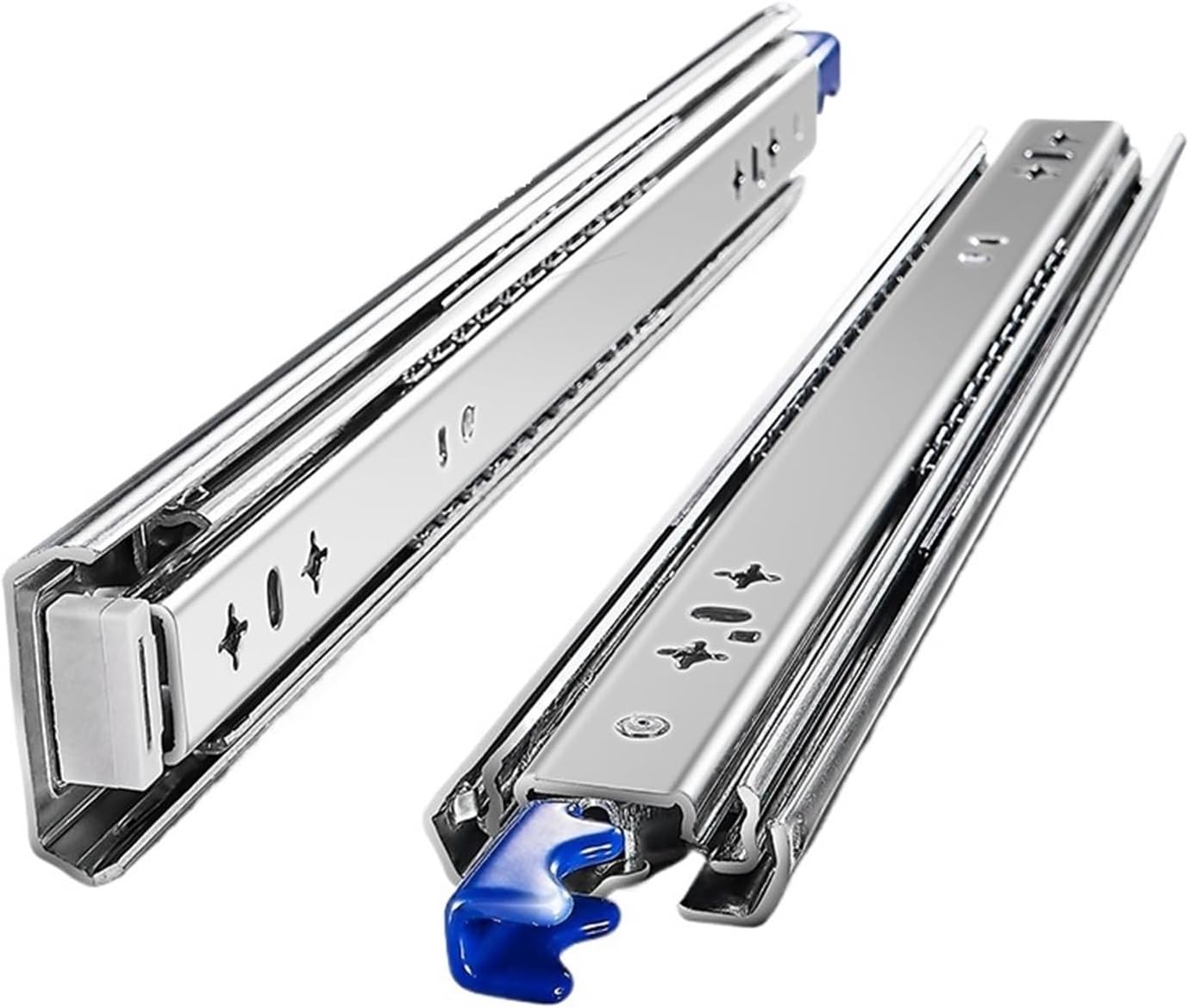 Drawer Rolling Bearing Slip Rail Industrial Heavy Duty Drawer Rails 53mm Slides 3-Section Full Extension Retractable Furniture(18 inch)