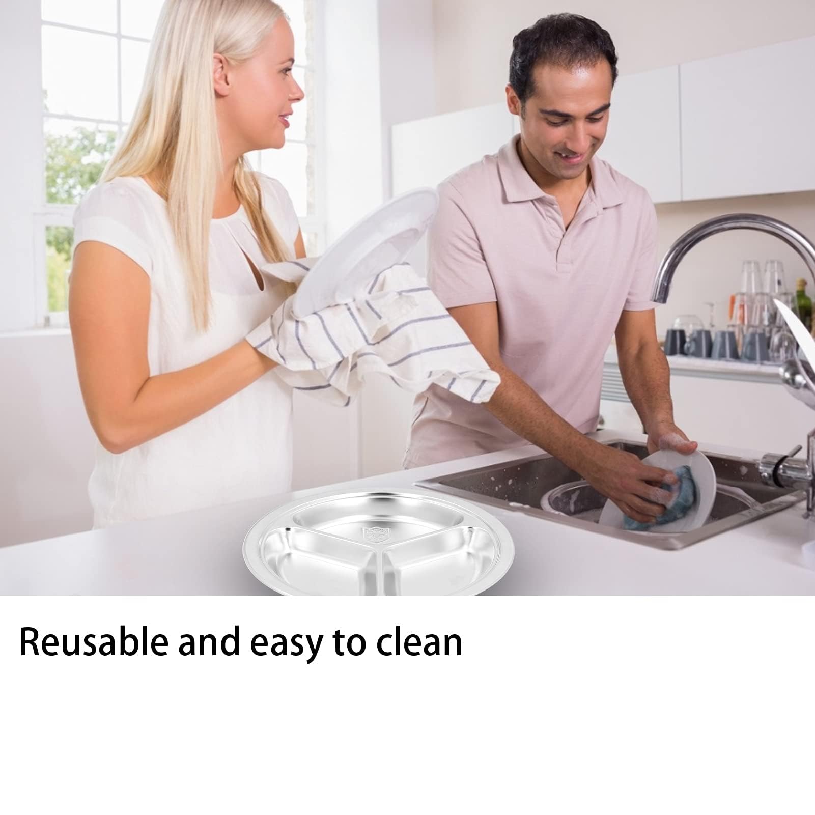 Set 3 Piatti Piani In Acciaio Inox - 14, 20 E 23 Cm Per Campeggio E Casa - Foto 12