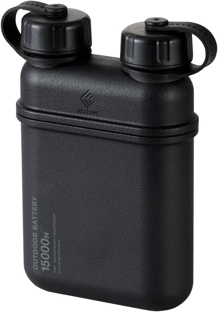 ELECOM NESTOUT Rugged Power Bank, 15000mAh Outdoor Battery Charger, Waterproof IP67, Durable Shockproof, 32W USB-C Fast Charging PD, Battery Pack for Smartphone Tablet Hiking Camping Travel - Black