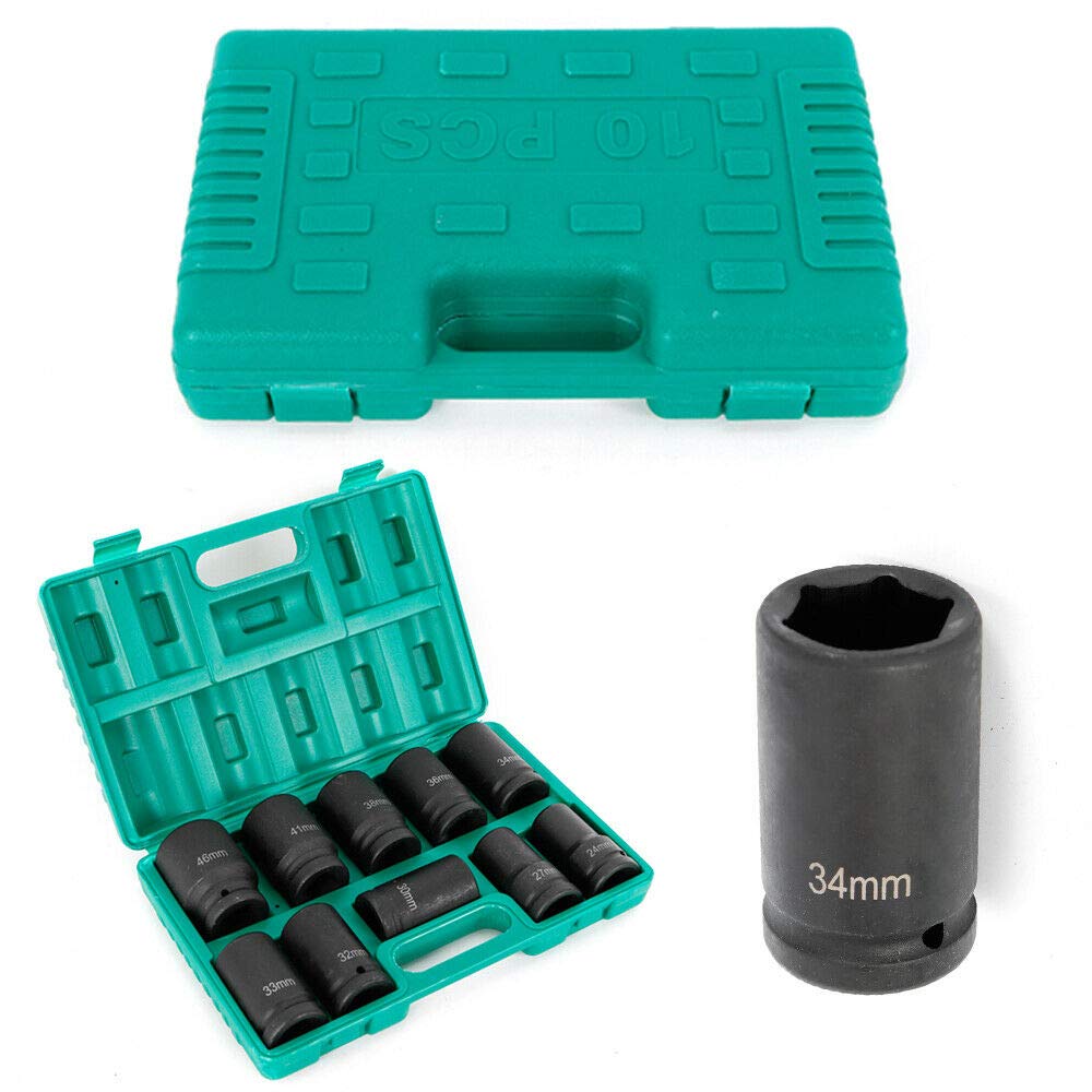 Juego de llaves de vaso hexagonales, 10 piezas, 24-46 mm, acero al cromo molibdeno.