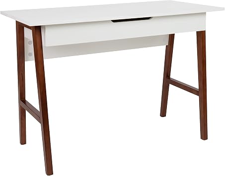 Flash Furniture Computer Desk with Drawer, 42", White/Walnut