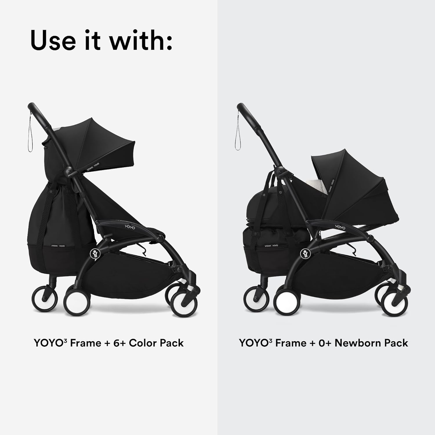 Stokke YOYO Bag, Black - Provides Additional, Sturdy Storage on The YOYO3 Stroller - Includes Wheel Base & Hooks
