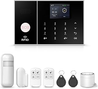 PGST WiFi Alarm System for Home Security with Door/Window and Motion Sensors,Alarm Siren,Remote,Touch Screen,Tuya App Instant Alert Push,8 Pieces Kit for Villa,Apartment,No Subscription Fee
