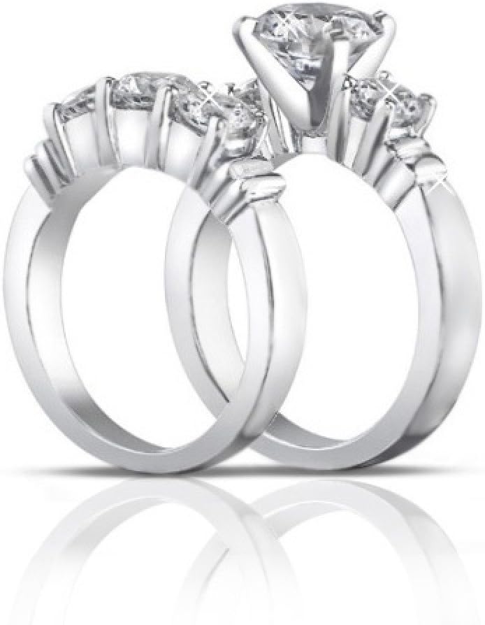 2.00 ct Women's Round Cut Diamond Engagement Ring with Wedding Band Set in 18 kt White Gold