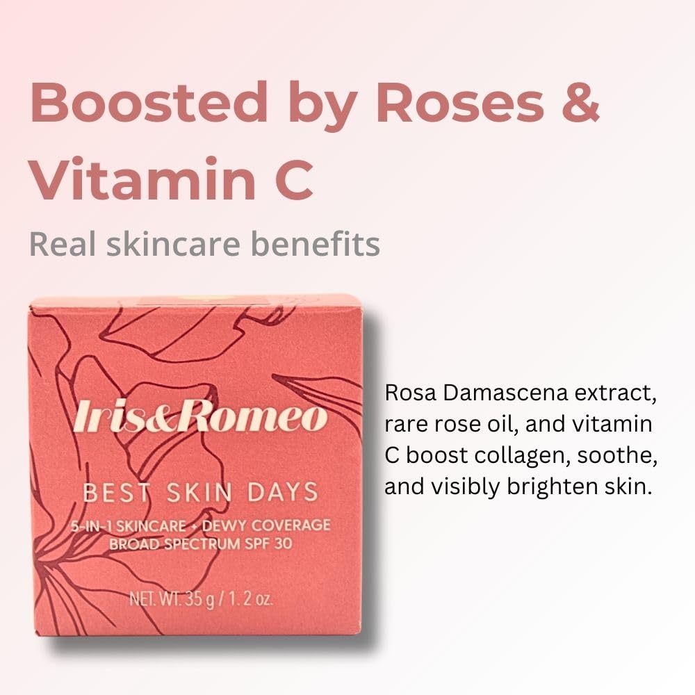 IRIS&ROMEO Best Skin Days SPF 30 Dewy Coverage Foundation Makeup - Shade 7, Medium Skin with Olive Undertones, 1.2 oz - Image 6