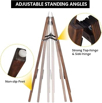 GiantexUK A Board Pavement Sign, Double Sided Wooden Chalkboard Blackboard with Adjustable Angle & Non-Slip Pads, Replaceable Advertising Display Stand for Café Pub Restaurant (45 x 41 x 78cm)