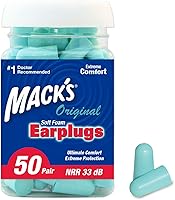 Mack's Original Soft Foam Earplugs 50 Pair - 33dB Highest NRR for Sleeping, Snoring, Work, Travel, Concerts | USA Made Comfort