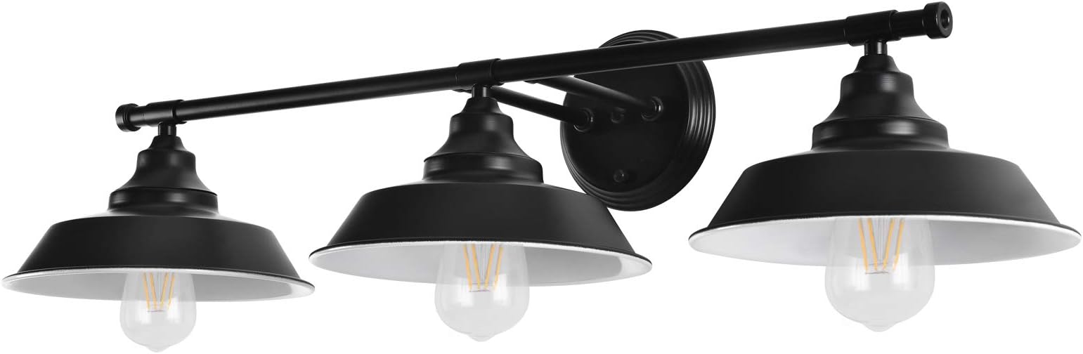 Vanity Wall Sconce Lighting 3 Lights, Black Bathroom Vanity Light Fixtures Over Mirror Rustic Style Matte Hanging Light Industrial Indoor Wall Light Fixture for Bathroom Cabinets Dressing Table