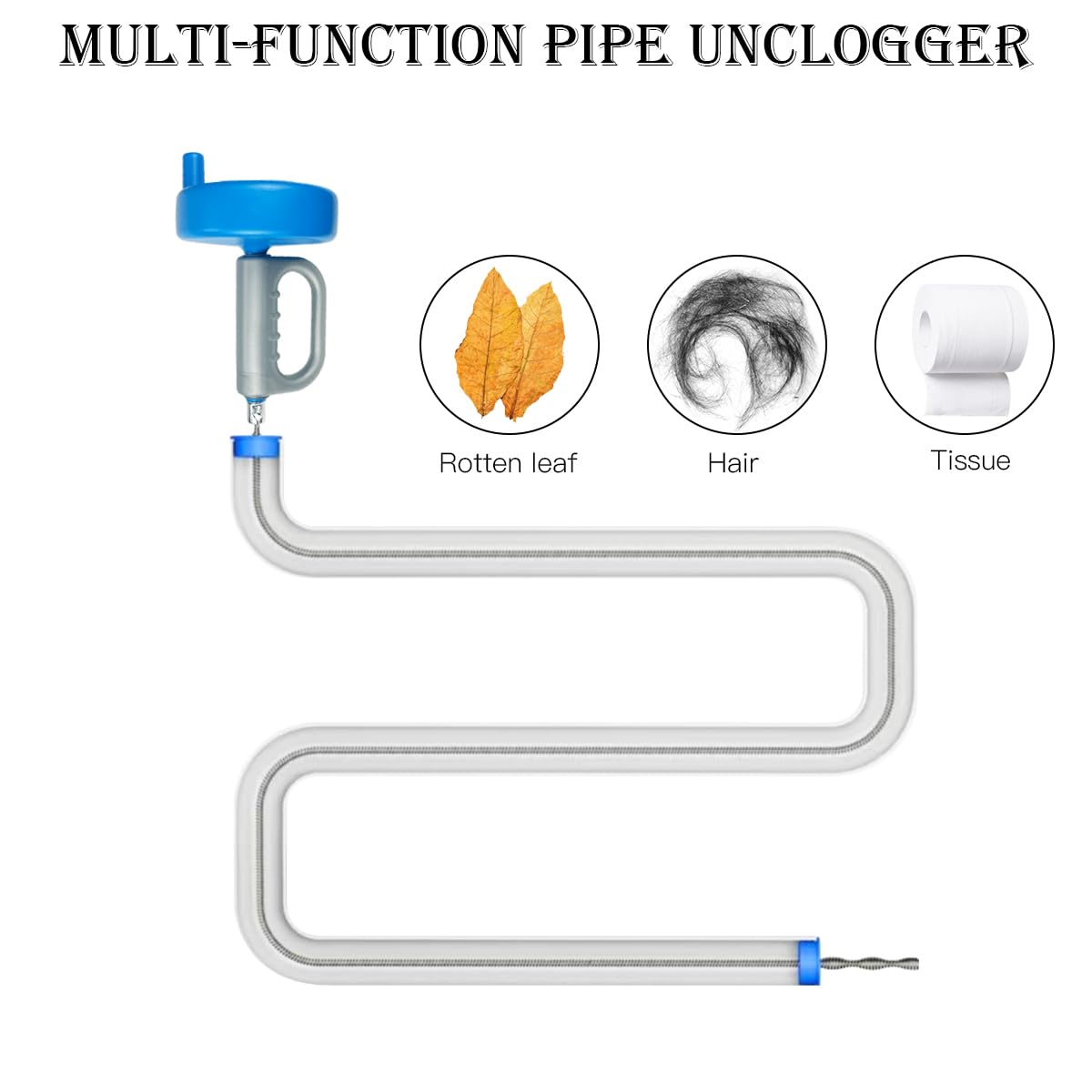 13m Desatascador Tuberias Profesional, Azul Muelle Desatascador Tuberias, Ajustable Manual Desatascador de Desagües, Desatasco de Tuberías de Agua para Wc, Cocina, Baño, Fregadero
