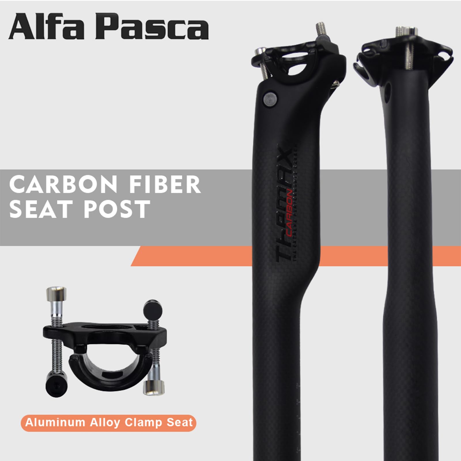 Alfa Pasca Tige de Selle 31.6 Tige de Selle Carbone Tige de Selle Carbone VTT 3K Mat/Brillant 31.6/27.2/30.8mm Tige de Selle Route