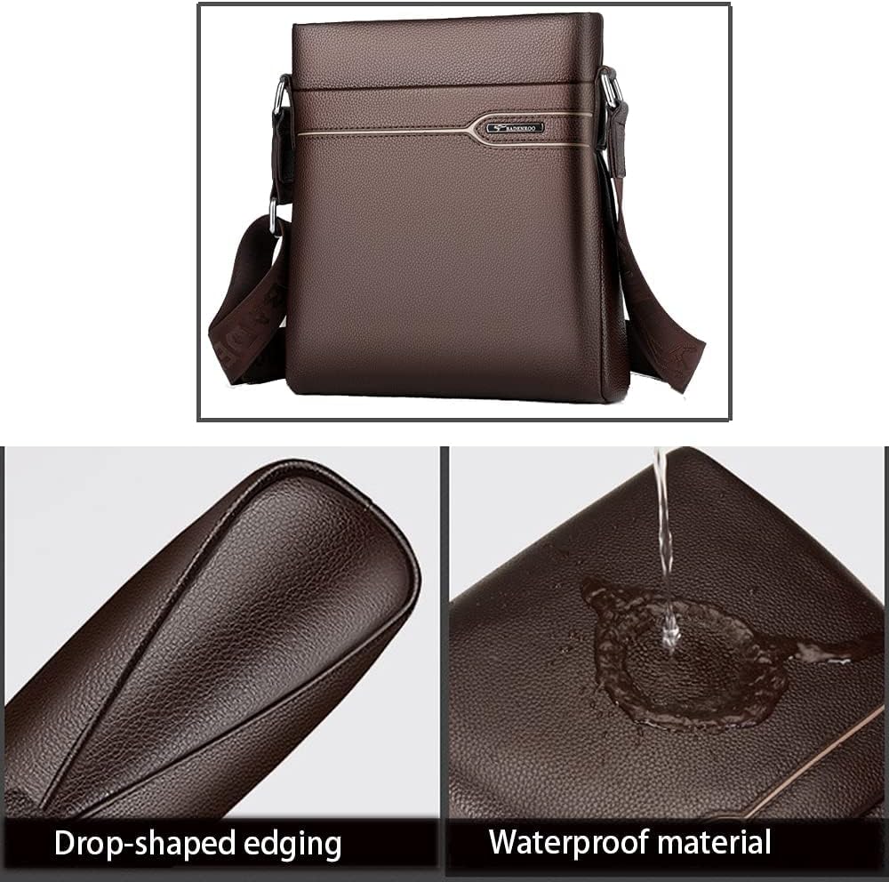 Men's Leather Shoulder Bag, Men Purse Messenger Bag Business Shoulder Bag Crossbody Briefcase