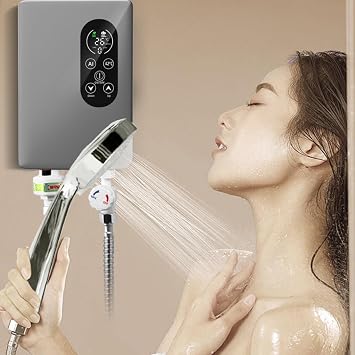 Electric Water Heater Portable Bathroom Electric Hot Water Heater Shower Instant Water Heater Mini Compact Electric Hot Water Heater 3-Second Speed Heating, 100V 110V 3400W Adjustable Water