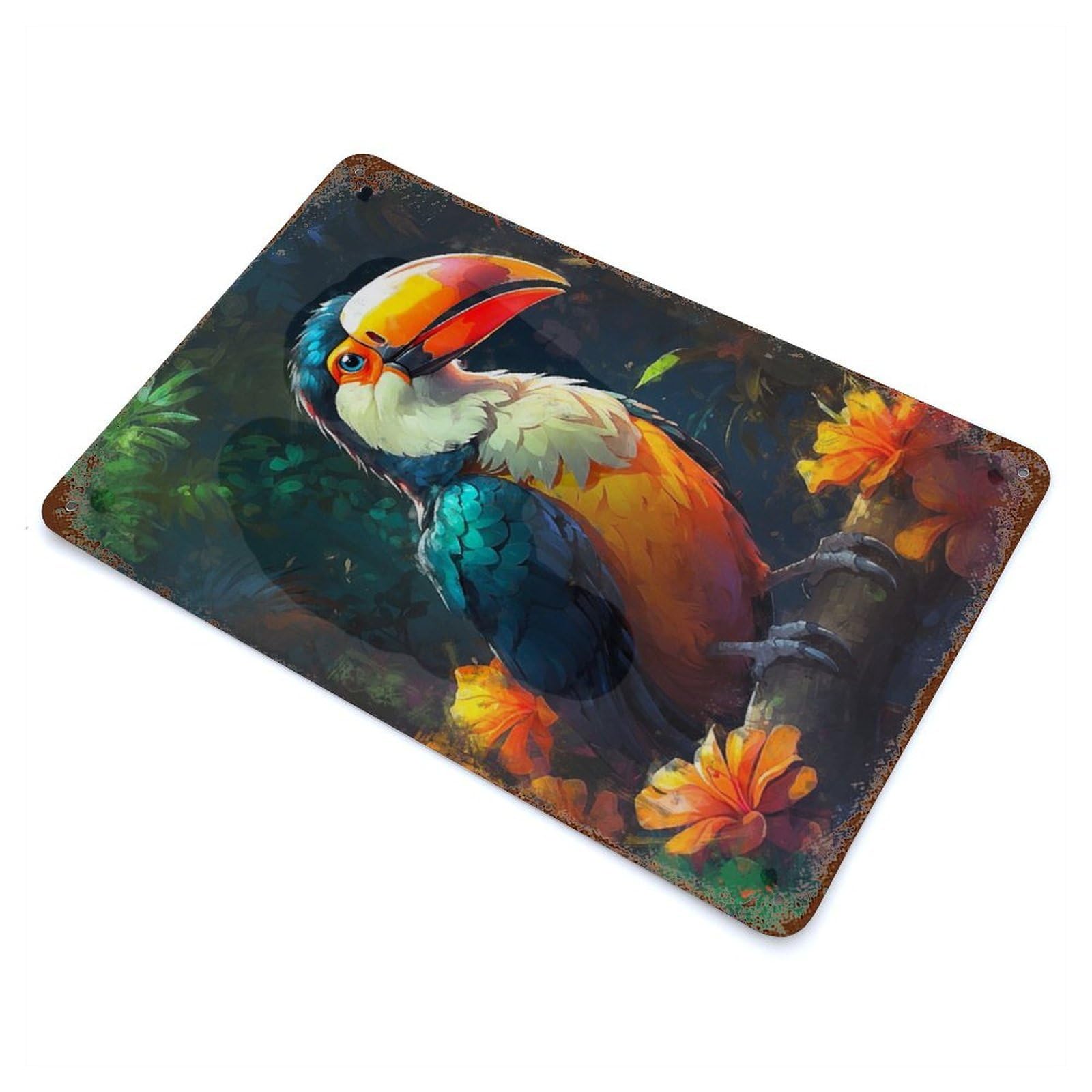 Toucan Tango in The Jungle Retro Metal Sign 11.8"x7.9", Shabby Chic Decor for Garage, Pub Or Kitchen