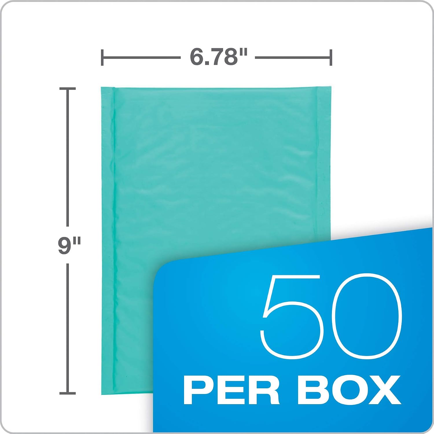 Quality Park Bubble Mailers, 6 x 9 Shipping Envelopes, Water Resistant Teal Poly Padded Envelopes, Redi-Strip Peel Off Closure, 50 Per Box (QUA85757)