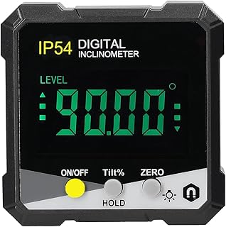 ACAGALA IP54 4 * 90Â° Portable Digital Inclinometer LCD Backlight Digital Protractor Slope Meter Digital Angle Ruler Single-Side Magnetics Multifunctional Protractor Absolute Relative Mesuring Mode