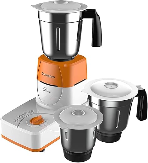 Crompton DuroElite 800Watt Mixer Grinder with Motor Vent-X Technology (3 Stainless Steel Jars, Mettalic Finish)