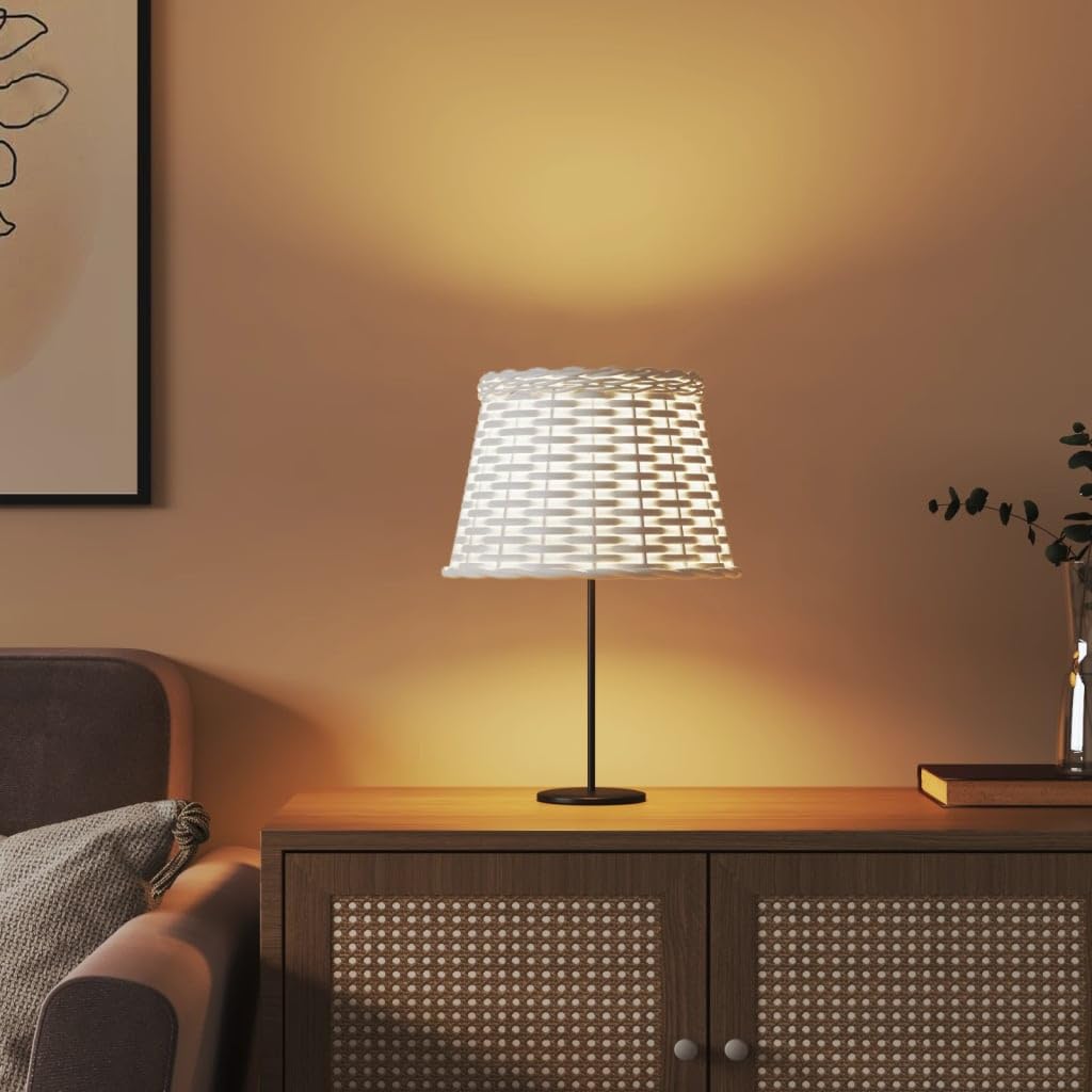 Klosz lampy biały Ø 25 x 17 cm wiklina, ręcznie wykonany abażur do lampy stołowej, lampa stojąca, lampa wisząca, lampa ścienna do salonu, sypialni, z rozpraszaniem światła i