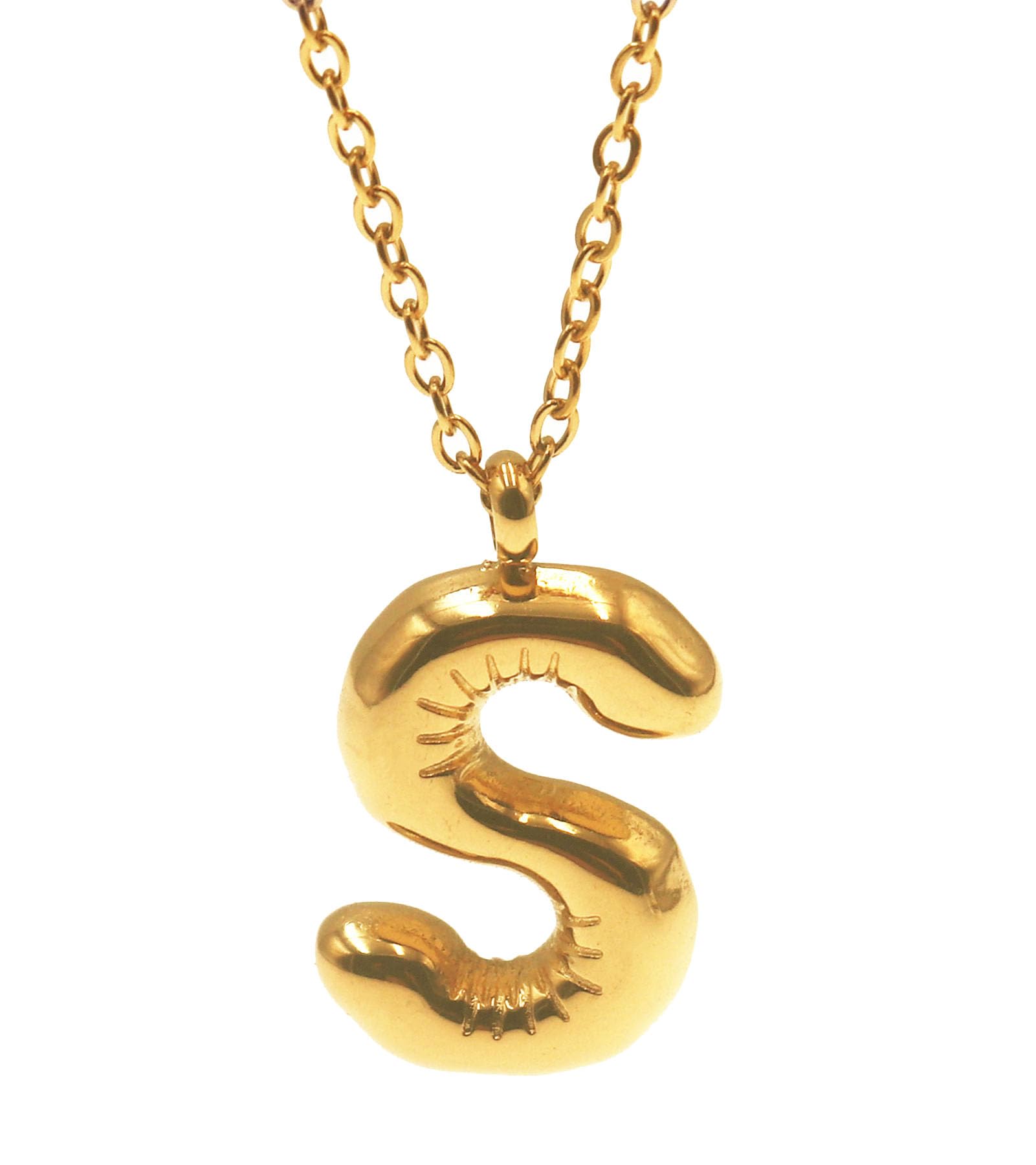 L9cylheBalloon Initial Letter Necklace for Women Bubble Letter Necklace Stainless Steel Alphabet A-Z Pendant Puffy Name Personalized Men Jewelry Gift