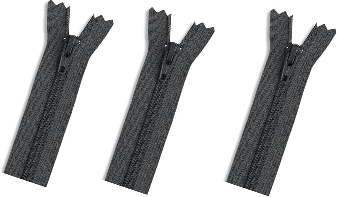 Skirt & Dress Nylon Coil Lightweight YKK Closed Bottom Zippers for Sewing Craft & Apparel - Choose Your Length - Charcoal #916 - Made in The United States (3 Zippers Per Pack) (7" Inches)