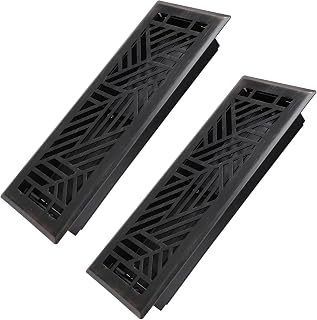 4x12 Inches 2 Pack Heavy Duty Walkable Floor Register Easy Adjust Air Supply Lever Floor Vents - Brooklyn Design - Vent Cover for Home Floor - Oil Rubbed Bronze