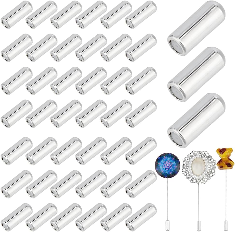 UNICRAFTALE 100pcs Golden Pin End Cap Metal Brooch Pin Stick Backing 10.5mm Jewelry Stopper Cap Slider Beads Brooch Findings with Rubber Stopper for DIY Craft Jewelry