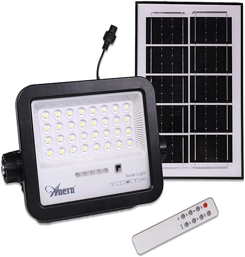 Miniatura 7 de Anern Luz de inundación solar para exteriores, luces LED blancas brillantes de 6500K, luz de seguridad a energía solar impermeable IP65, del