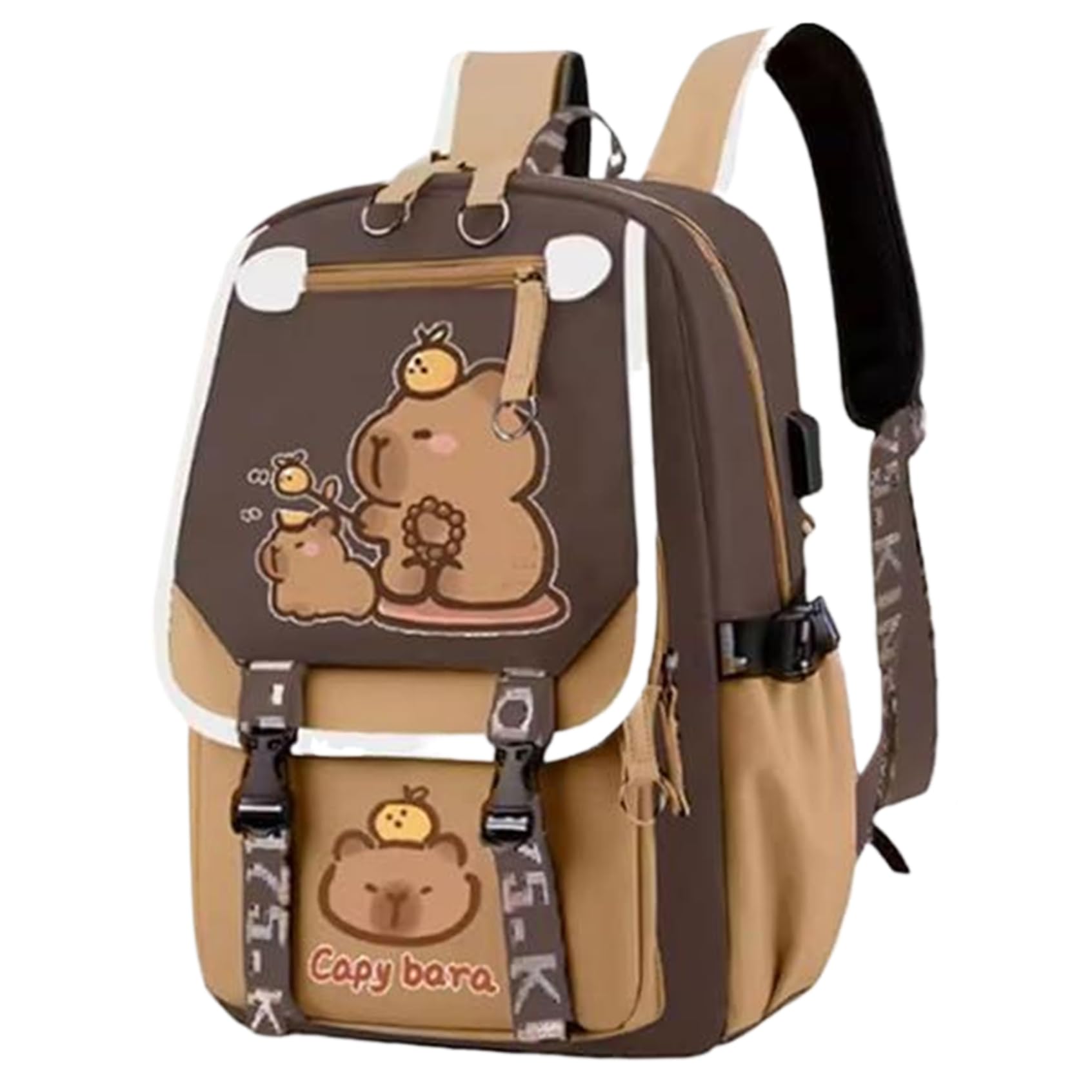 Sac à dos Capybara kawaii imperméable et multipoches pour filles - 8