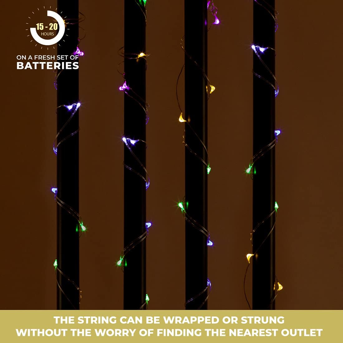 LumaBase Battery Operated LED Fairy String Lights, Multicolor - Set of 3