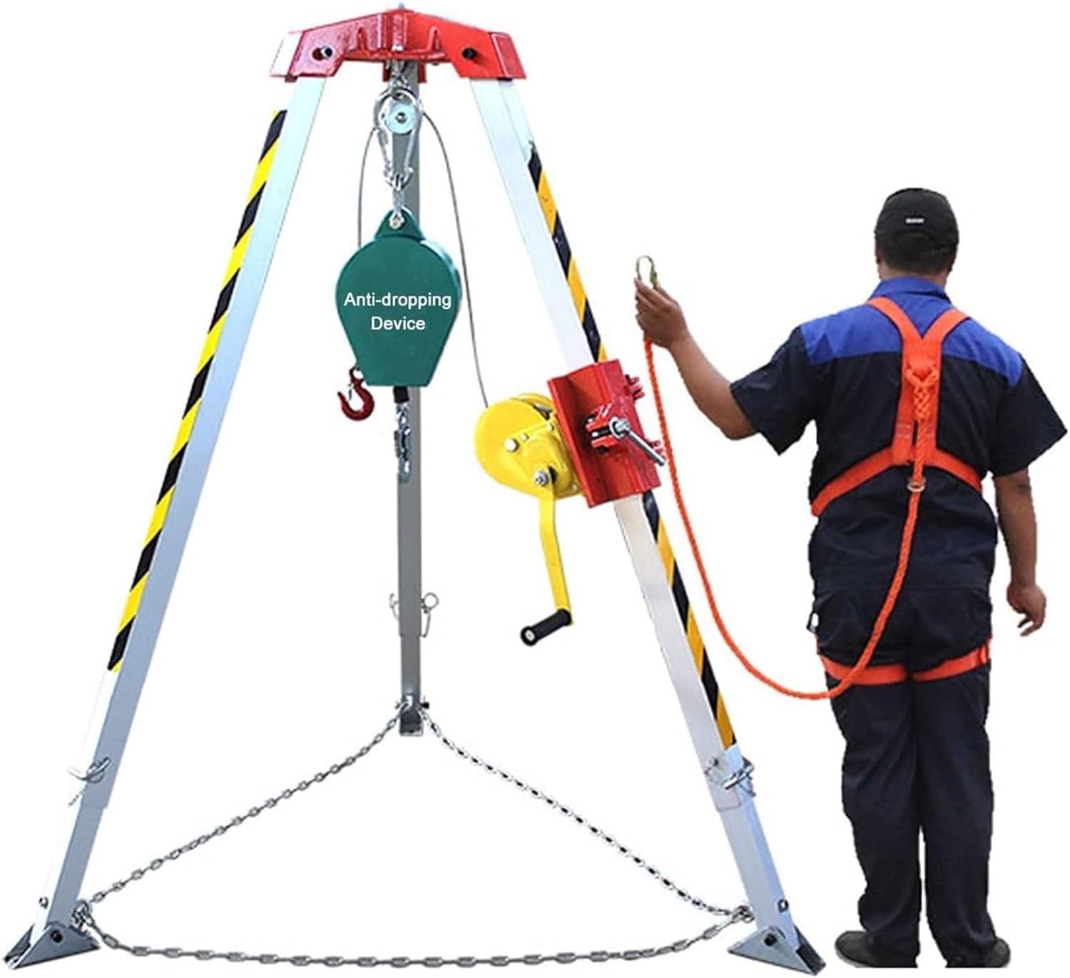Zestaw statywu ratunkowego z uchwytem 1200 1800 1,179.3 kg, ograniczona przestrzeń statyw z zabezpieczeniem przed upadkiem sprzęt podnoszący i ratowniczy do rur podziemnych / trudnych warunków, jeden