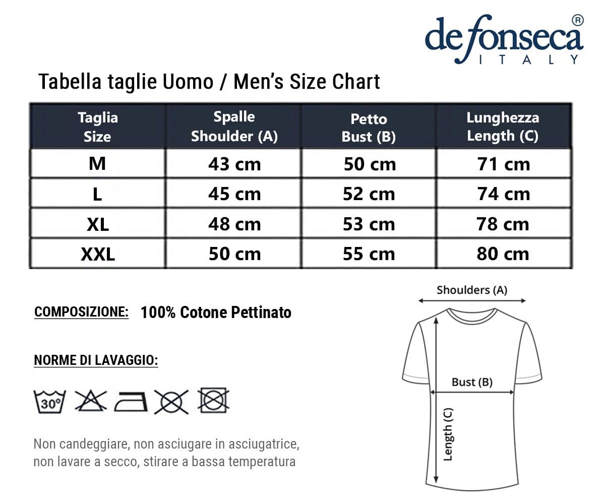 de fonseca T-Shirt/Canotta da Uomo 100% Cotone Pettinato Pacco da 3 e 6 pz, Limited Edition