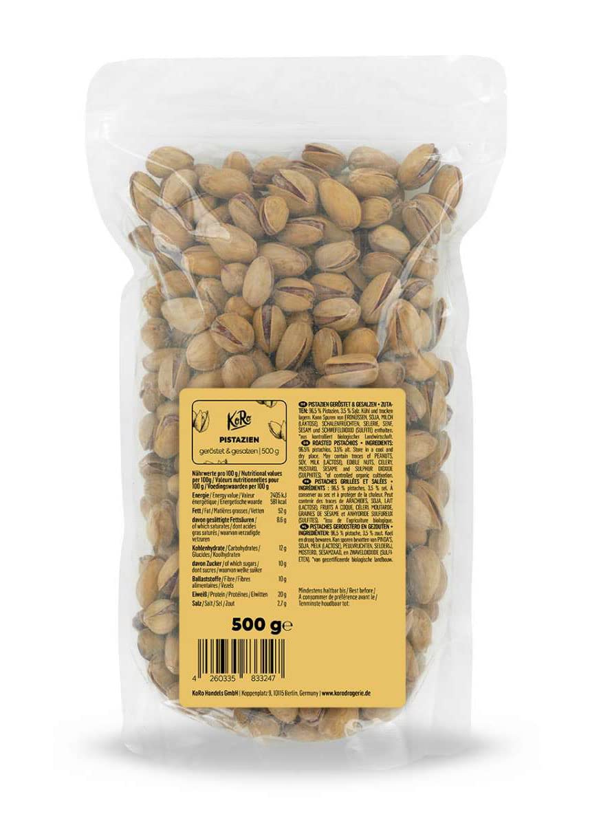 KoRo - Pistazien Mit Schale 1 kg - Schonend geröstete und gesalzene Pistazienkerne in der Vorteilspackung