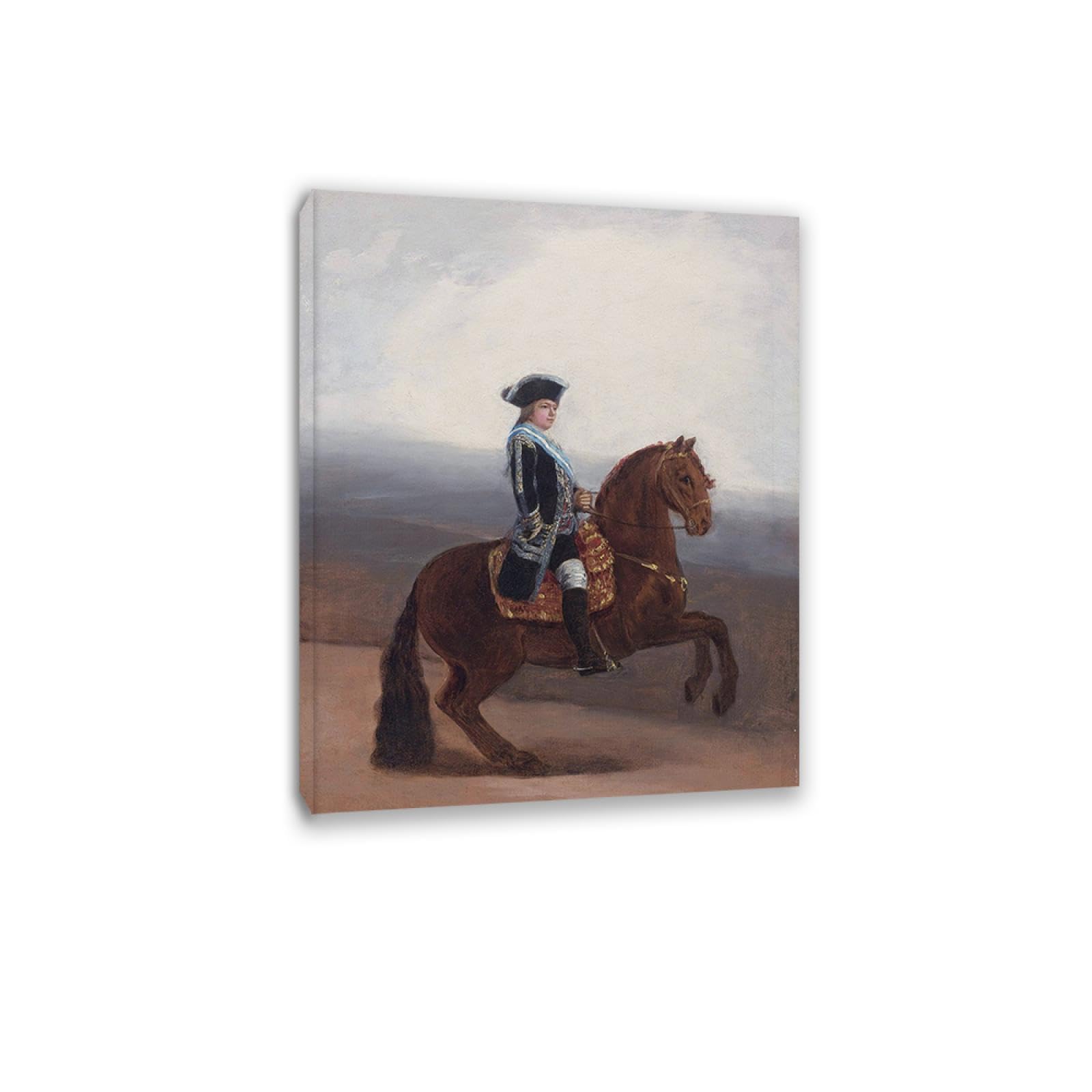 Klasyczny obraz na płótnie, sztuka ścienna, Francisco de Goya, słynne wydruki ścienne, reprodukcja na płótnie, portret jeździecki, Manuela Godoya, plakat, dzieło sztuki, obrazy na płótnie, 30 x 40 cm,