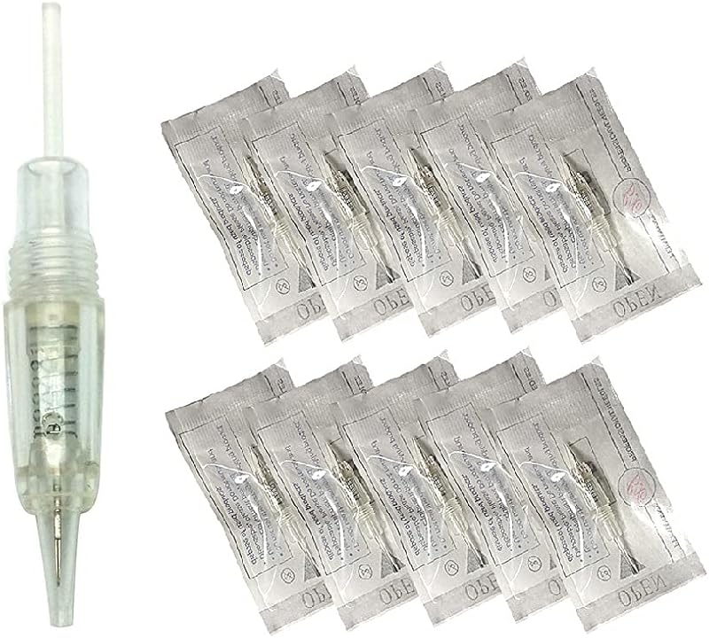 Pinkiou Cartuchos Descartáveis 3RL para Máquina de Maquiagem Permanente, Agulhas de Aço Inoxidável 316L, Pacote com 10