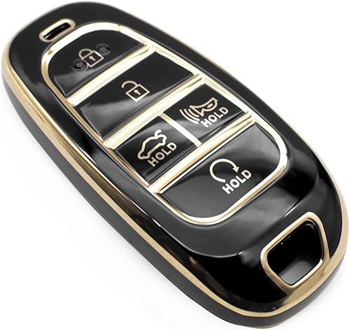 Funda para llavero compatible con Hyundai Sonata Santa Fe Tucson Ioniq Palisade Smart 5 botones, TPU remoto sin llave, funda de protección,