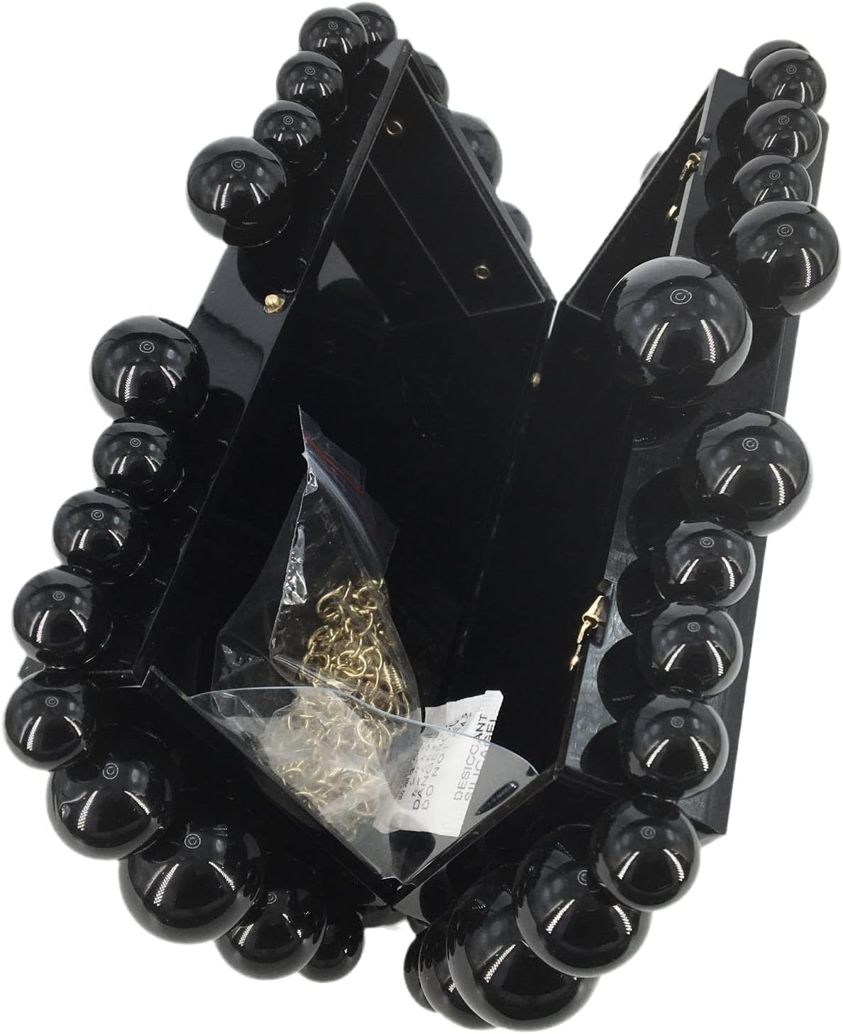 Boutique De FGG Acrylic Marble Prom Clutch Purse Women Beaded Evening Bag Bridal Wedding Party Chain Shoulder Handbag,Mini - Image 6