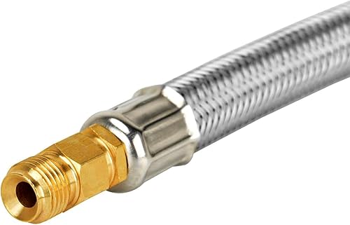 Miniatura 6 de only fire Manguera de propano RV de 15 pulgadas con calibre, coleta de propano de acero inoxidable que conecta el cilindro de propano a un regulador