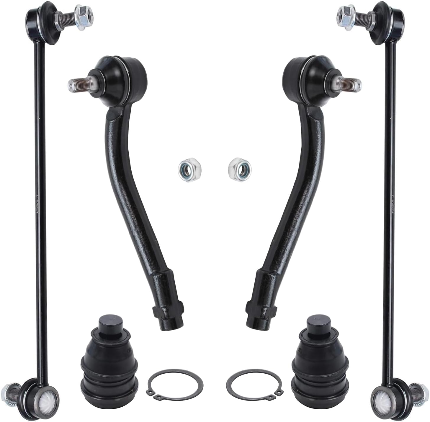 Detroit Axle - Front Suspension Kit for Hyundai 2001-2012 Santa Fe 2011-2012 Kia Sorento, 2 Lower Ball Joints 2 Sway Bar End Links 2 Outer Tie Rod Ends Replacement