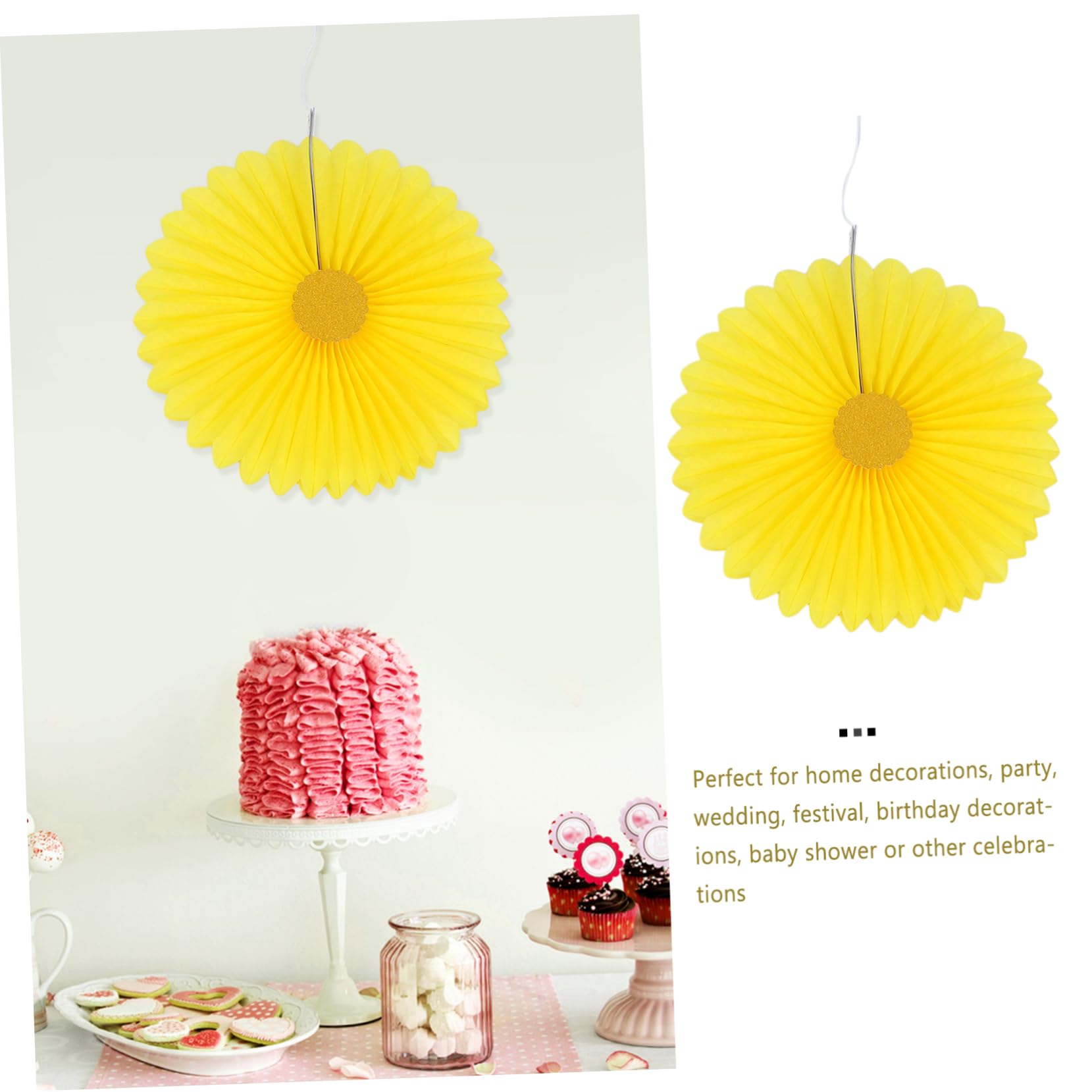ifundom 24pièces Décoration Murale Papier Fleurs De Fan Papier pour Anniversaire Et Fêtes De Thème Tournesol Accessoires De Décoration De Mariage Et Shower