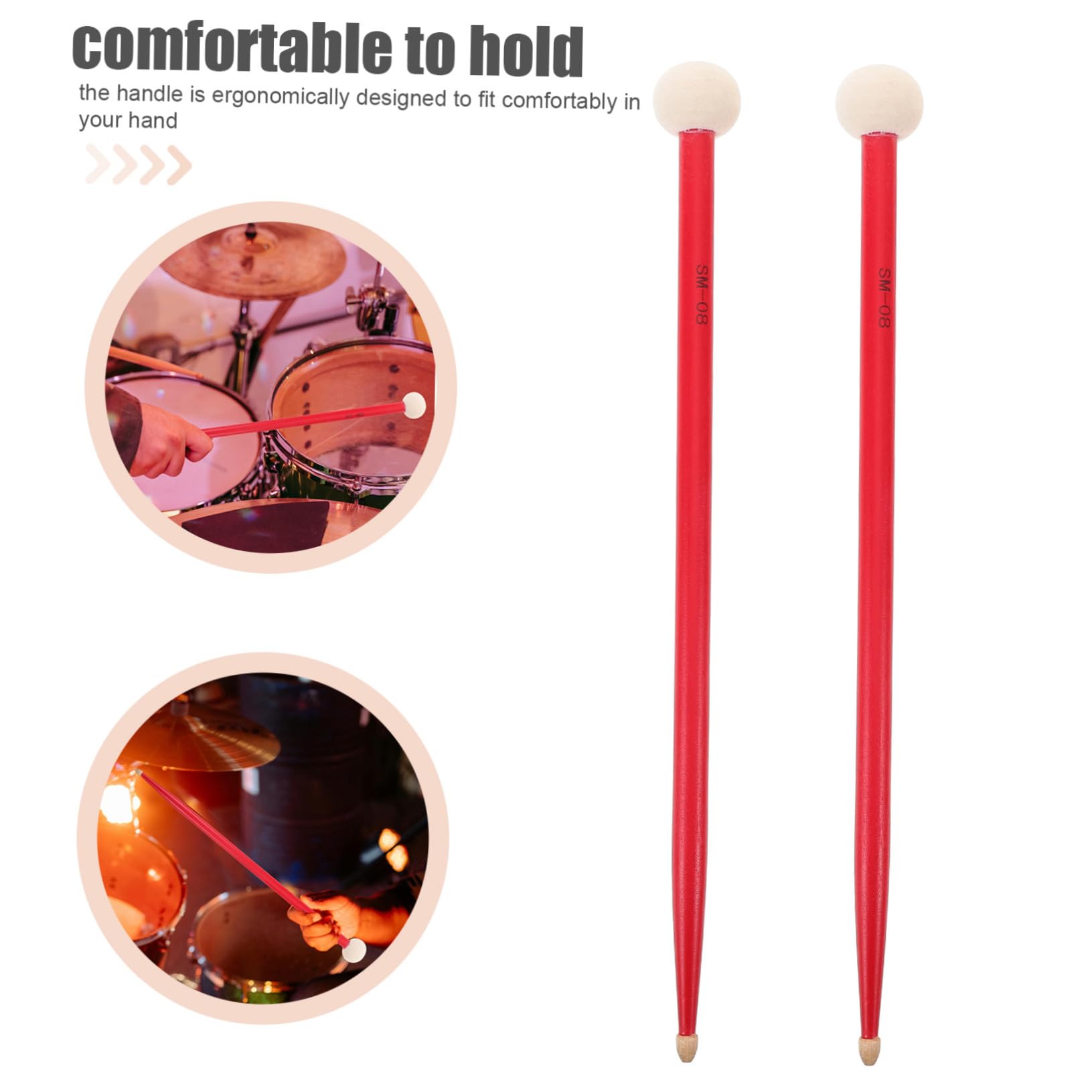 Baquetas de Percusión de Doble Cabeza para Timbal de Arce Resistente Mallets Versátiles para y Batería Accesorio Preciso para Músicos Amateurs