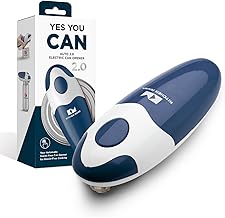 Kitchen Mama Auto 2.0 Electric Can Opener: Blade Opens Almost Any Can Pop or Soda Can - Automatic, Hands Free, Safe, Smooth Edge, Lid Remover, Battery Operated, Cordless, YES YOU CAN (Navy Blue)