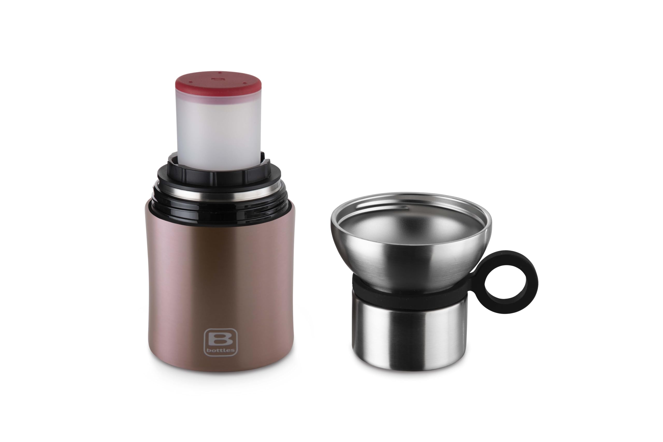 BUGATTI B BOTTLES FOOD JAR - Contenitore Termico, Mantiene Caldo per 12h, Freddo per 24h, Ghiaccio per 36h, Acciaio Inox 18/10 Ecologica e Riutilizzabile, Rose Gold Brushed 500 ML